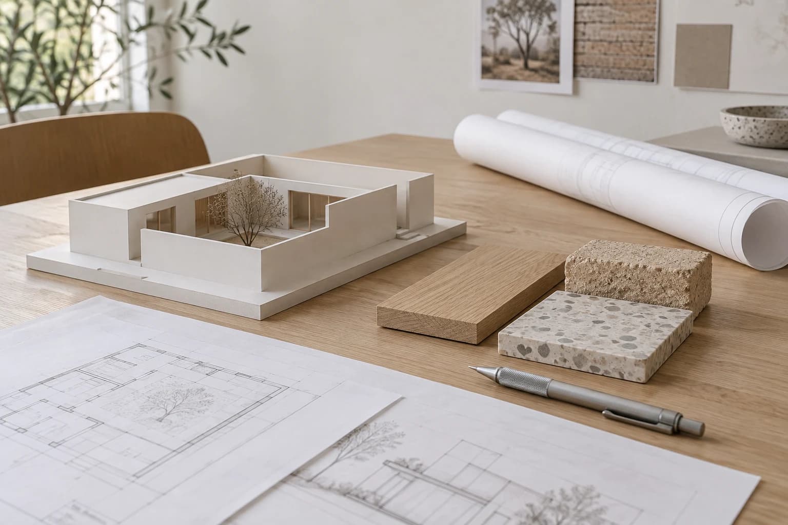 Modell und Materialproben als Arbeitsgrundlage des Teams
