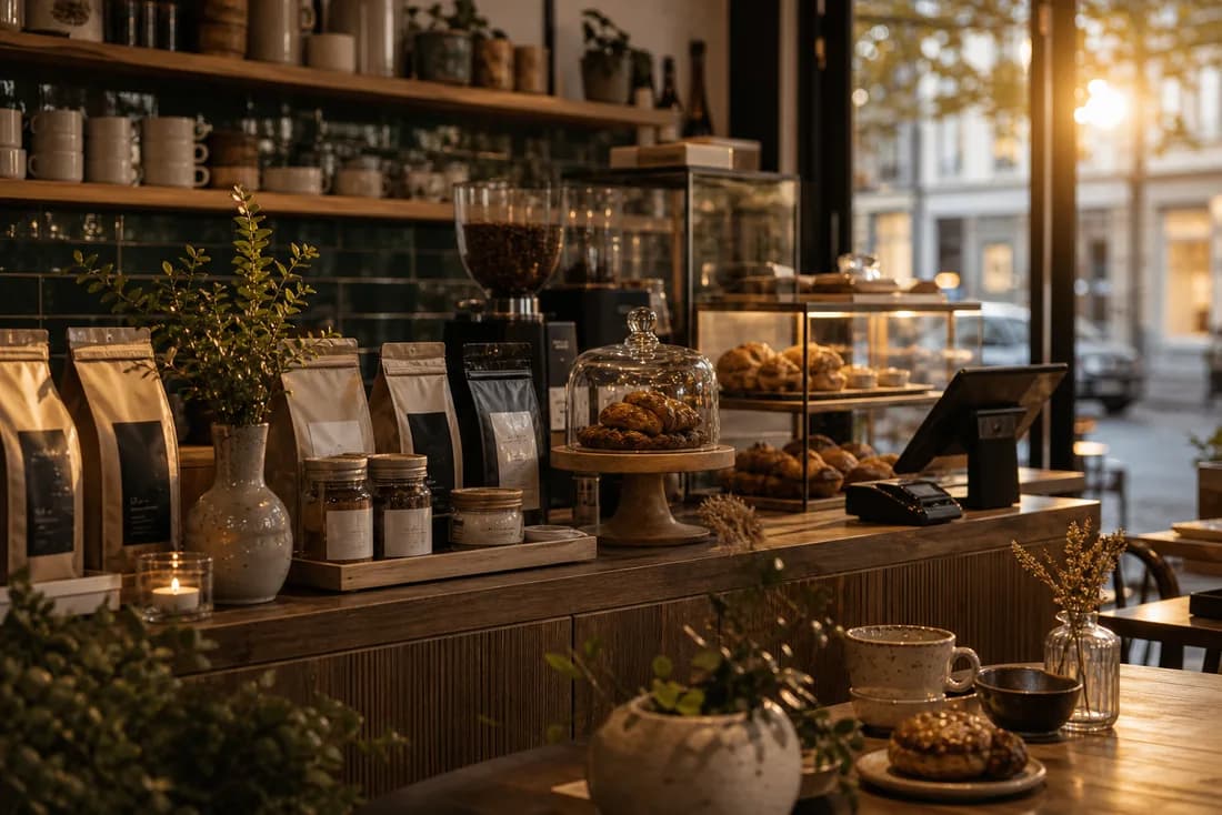 Café-Konzeptwebsite: Kaffee, Keramik und Produkte im Detail