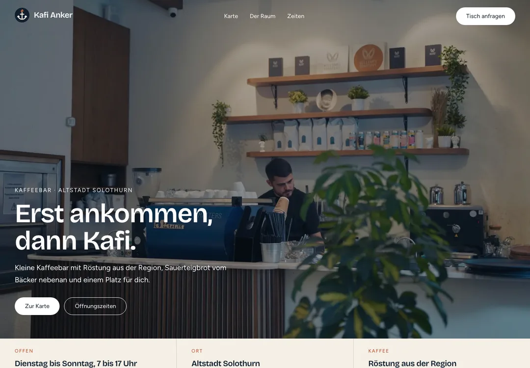 Beispielwebsite Kafi Anker