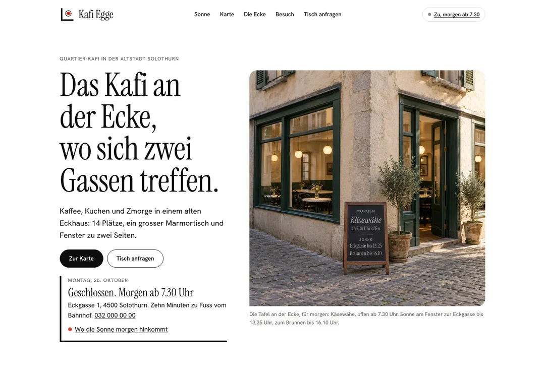 Beispielwebsite Kafi Egge
