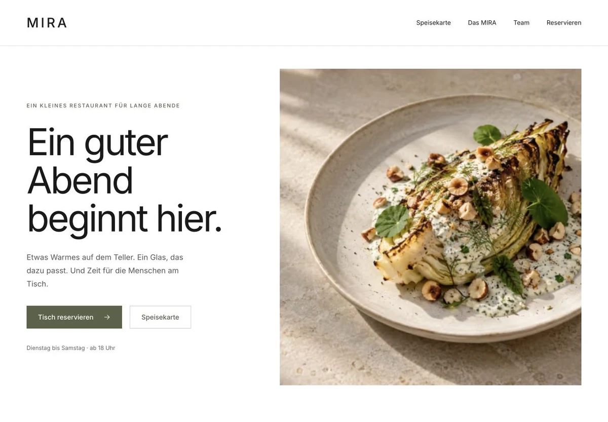 Beispielwebsite MIRA