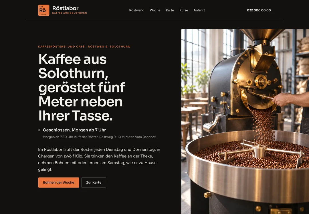 Beispielwebsite Röstlabor