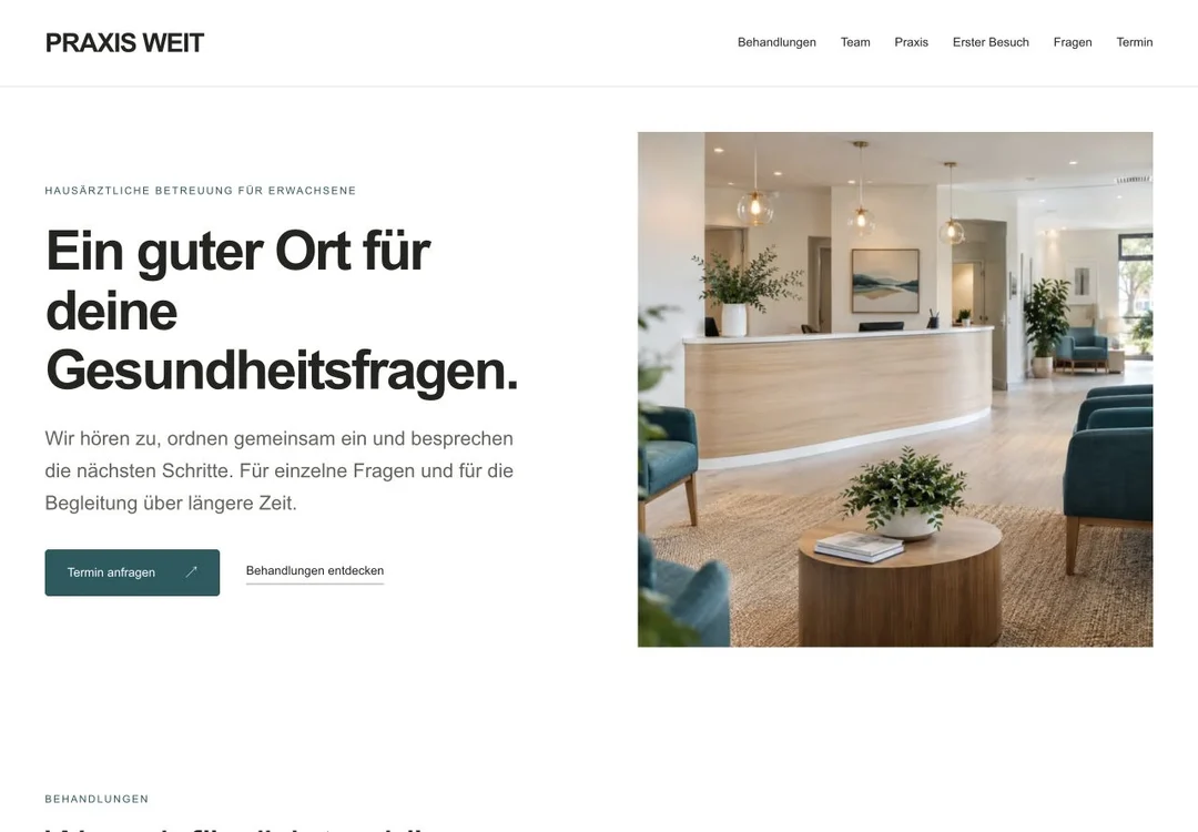 Beispielwebsite PRAXIS WEIT